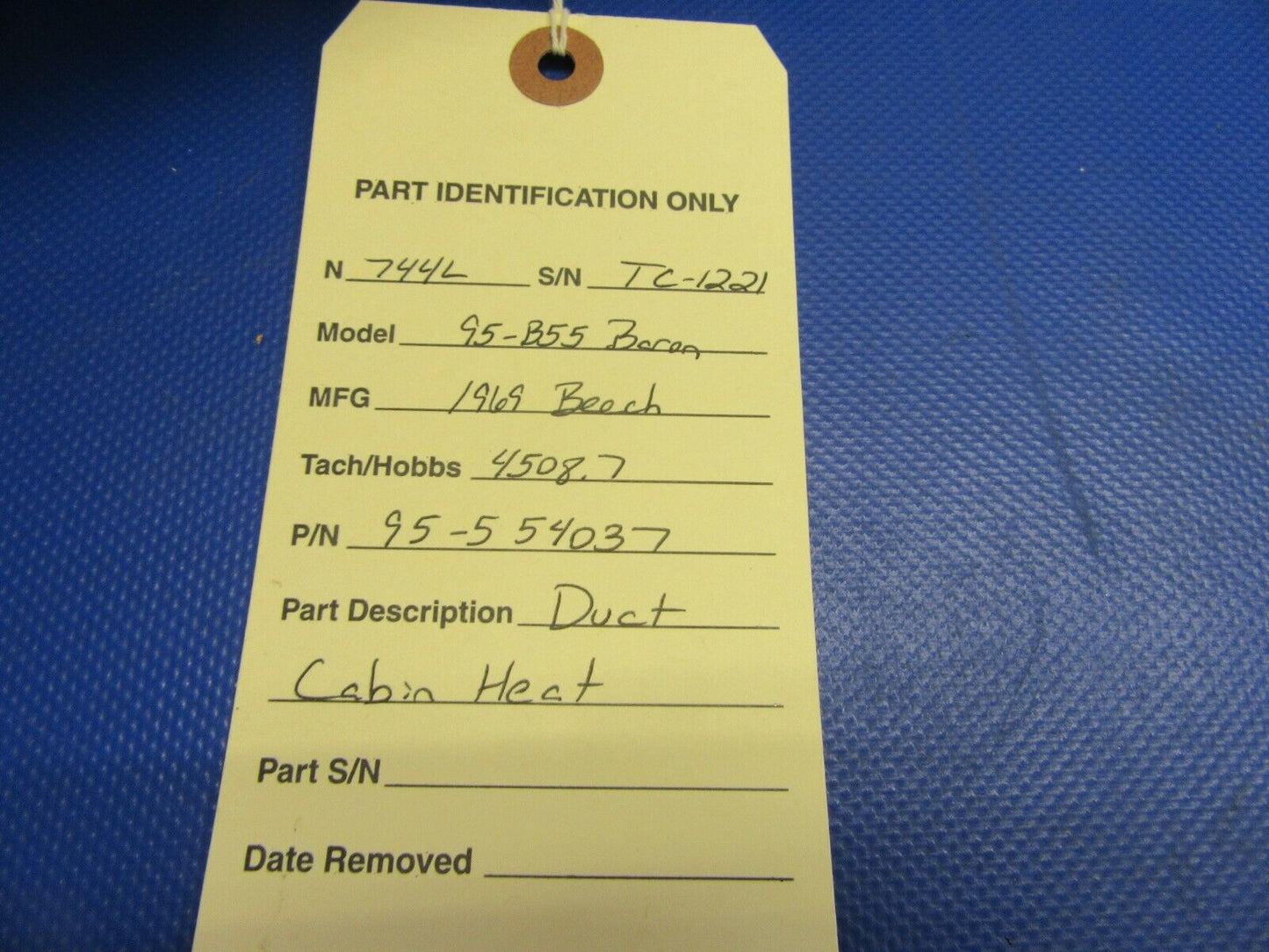 Beech 95-B55 Baron Duct Cabin Heat P/N 95-554037 (0721-305)