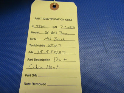 Beech 95-B55 Baron Duct Cabin Heat P/N 95-554037 (0721-305)