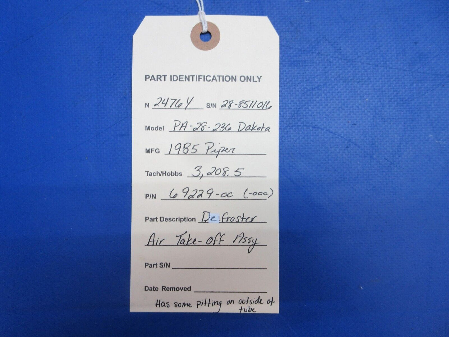 Piper PA-28-236 Defroster Air Take-Off Assy P/N 69229-00 (0623-279)