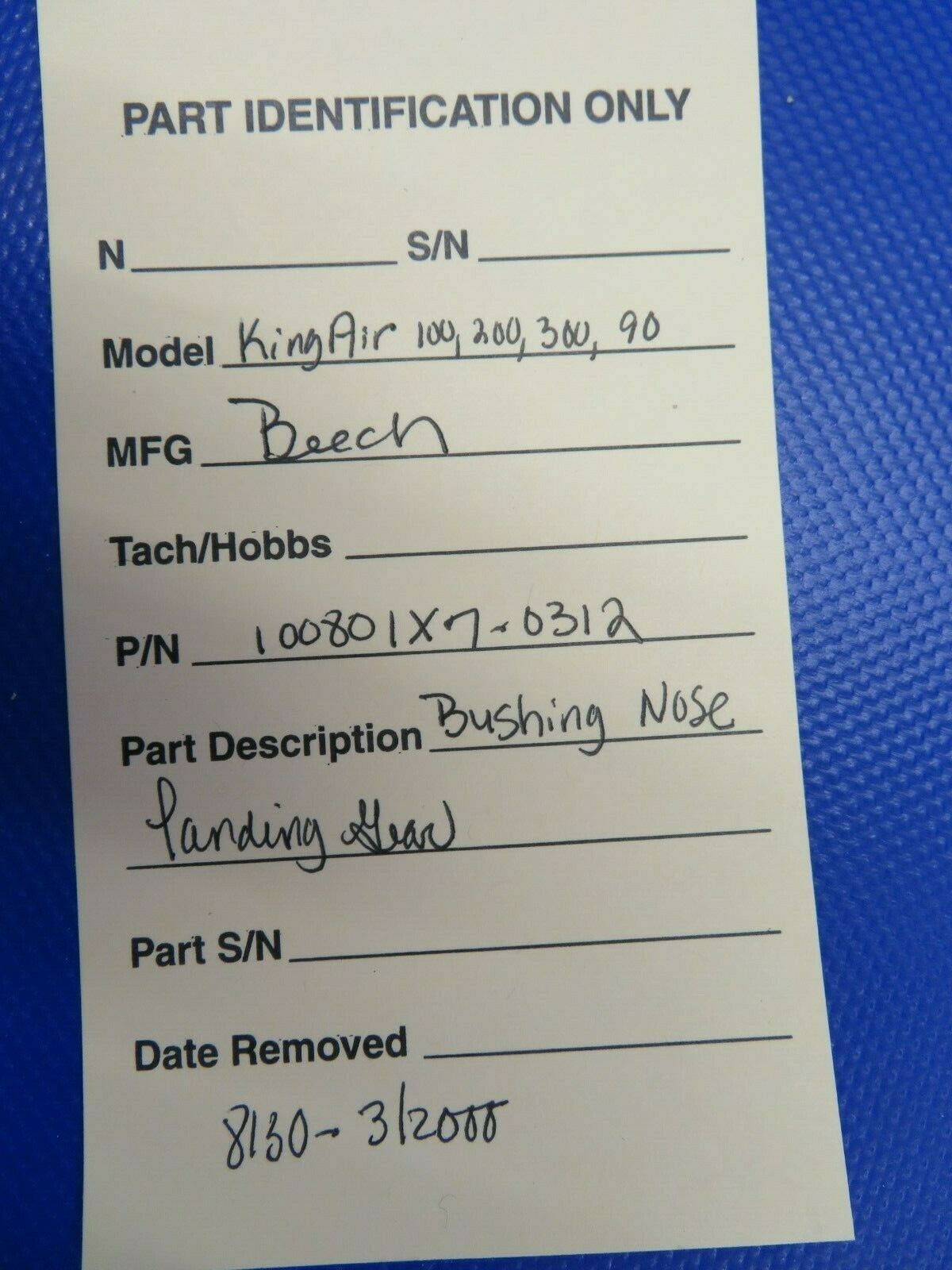 Beechcraft 90,100,200, 300 Bushing Nose Gear 100801X7-0312 NOS w/ 8130 (1120-56)