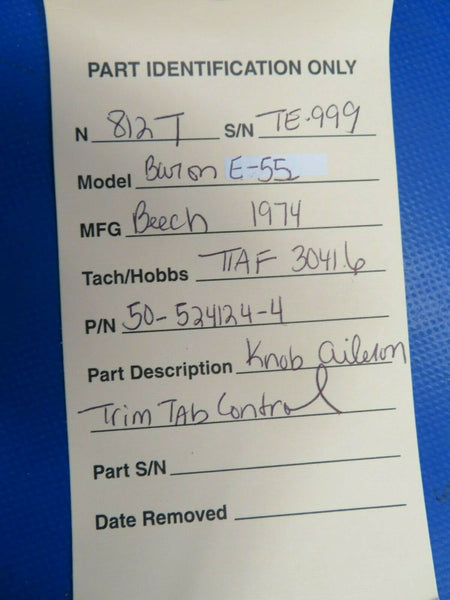 Beech Baron E-55 Knob Aileron Trim Tab Control 50-524124-4 (0120-94)