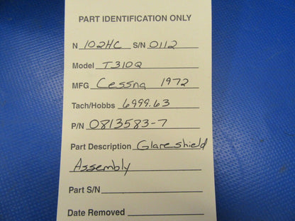 Cessna 310 / T310Q Glareshield Assembly P/N 0813583-7 (0619-136)