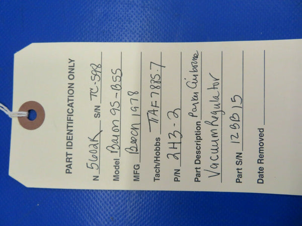Beech Baron Parker Airborne Vacuum Regulator Valve 2H3-2 (0420-36)