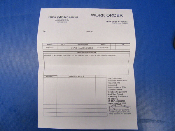 Continental 470/520 Gear Cam Cluster p/n 535662 (0717-48)