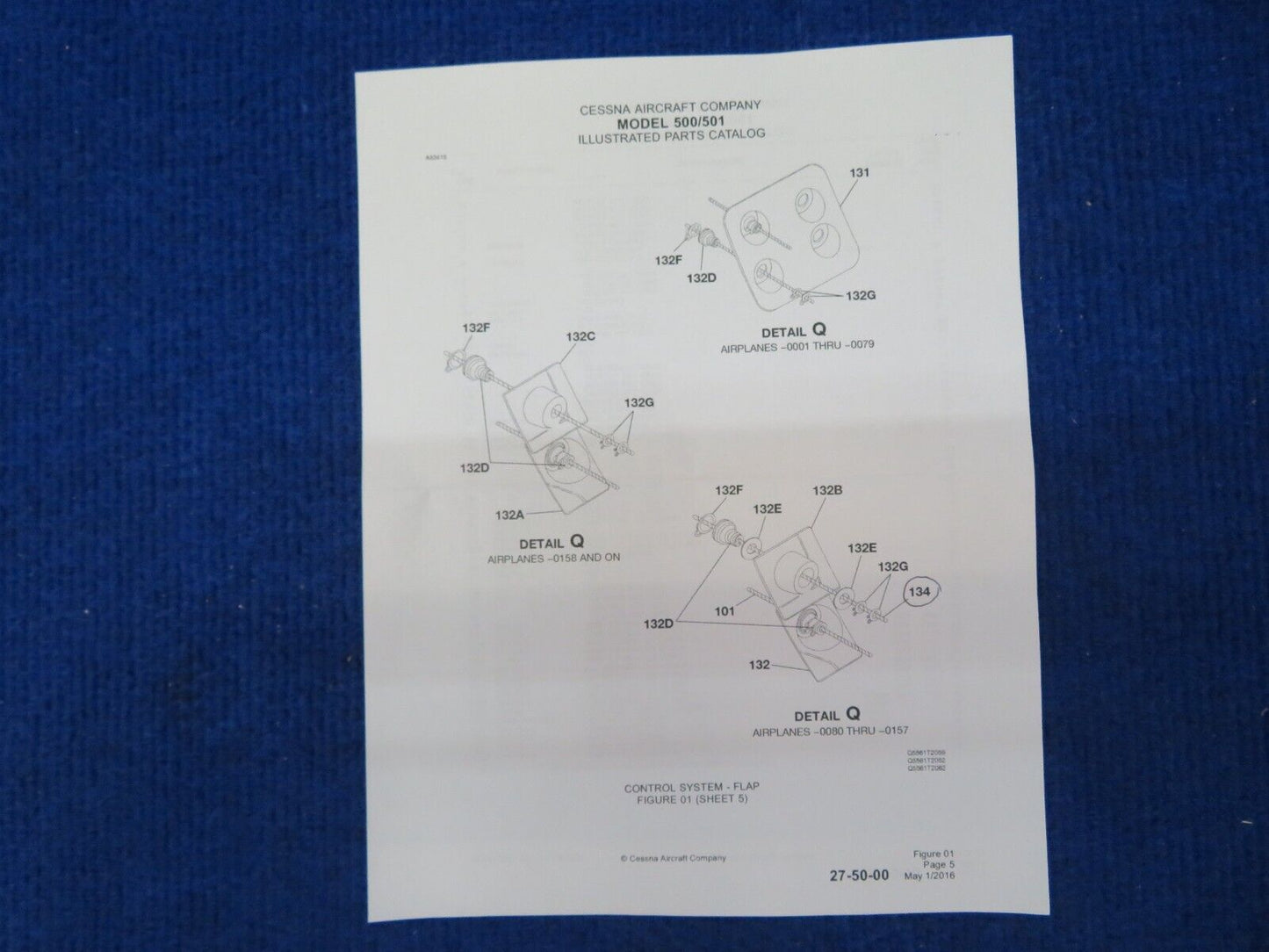 Cessna Citation 500 / 501 Cable Assy - Return RH P/N 5565150-18CR NOS (0822-559)