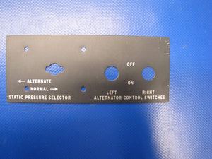 Piper Placard Pressure Selector And Alternator Control P/N 48000-00 (0417-124)