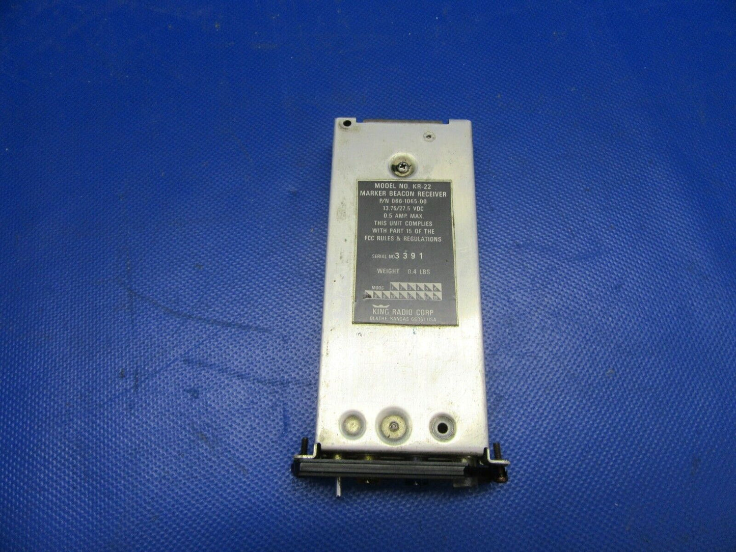 King KR-22 Marker Beacon Receiver P/N 066-1065-00 (0721-314)