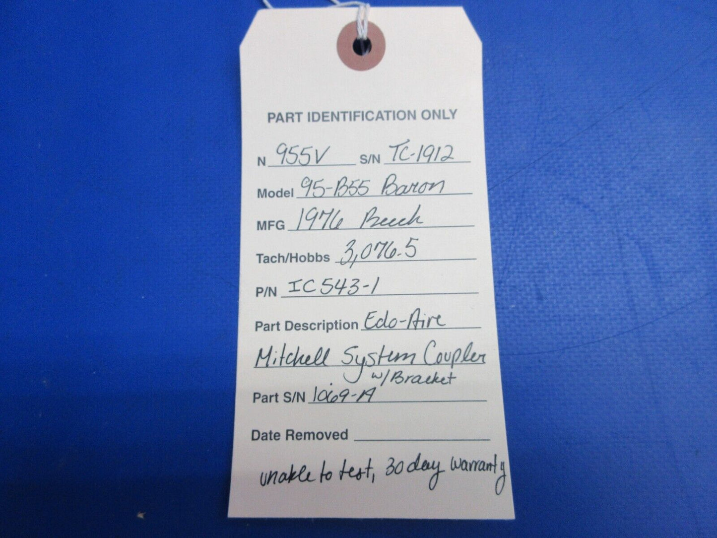 Beech 95-B55 Edo-Aire Mitchell System Coupler w/ Bracket P/N IC543-1 (0523-1151)