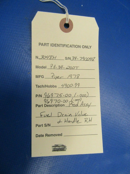 Piper PA-34-200T Rod Assy Fuel Drain & Handle RH 96975-00, 96975-000 (1119-409)