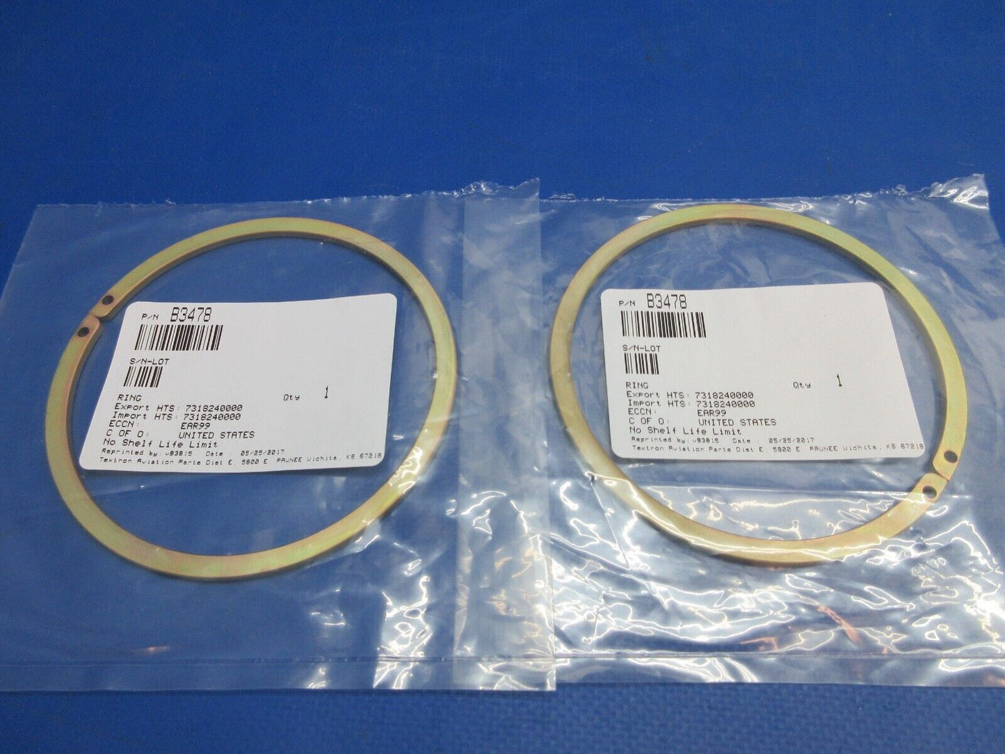 McCauley Threaded Propeller Ring w/ Paperwork LOT OF 2 P/N B3478 NOS (0523-440)