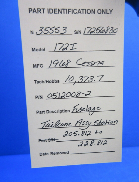 Cessna 172 / 172I Fuselage Tailcone Assy P/N 0512008-2  (0923-863)