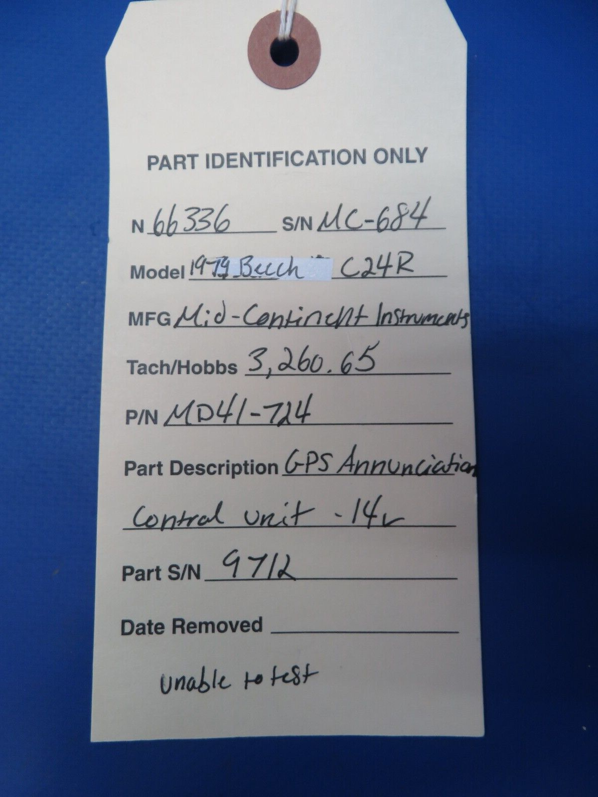 Mid-Continent Instruments GPS Annunciation Control Unit P/N MD41-724 (0623-415)
