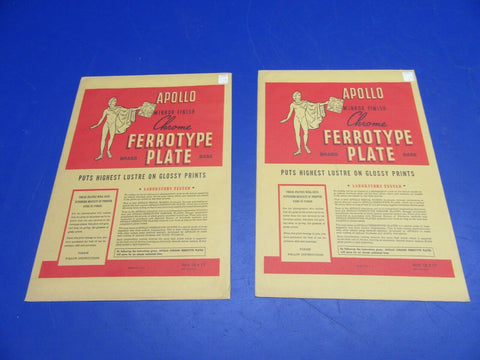 Vintage Ferrotype Plate Apollo Mirror Finish Chrome LOT OF 2 (1021-423)