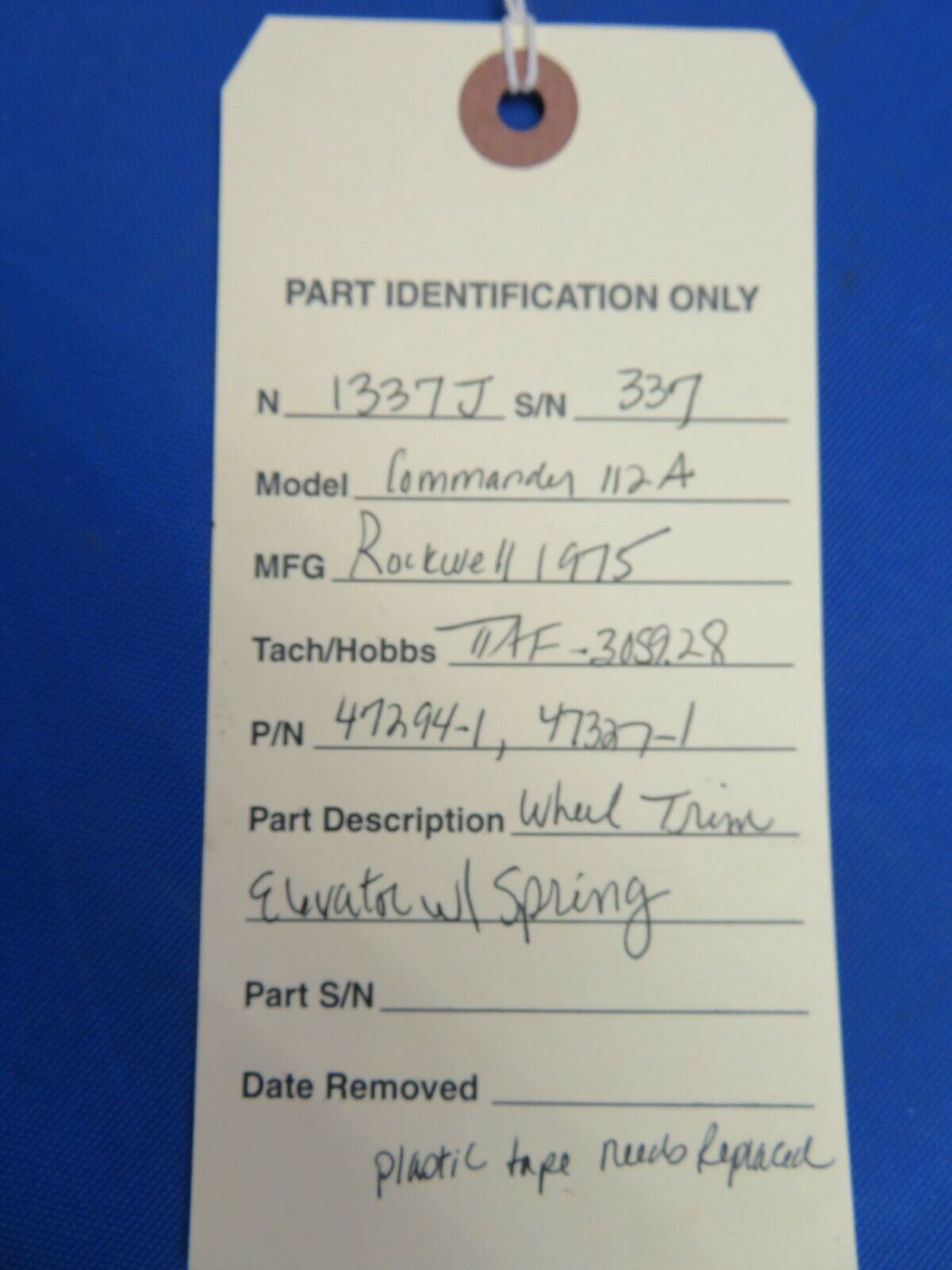 Rockwell Commander Elevator Wheel Trim w / Spring 47300-1, 47327-1  (1020-51)