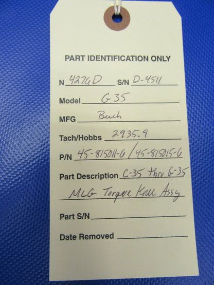 1956 Beech 35 Upper & Lower Torque Knee Assy 45-815011-6, 45-815015-6 (1120-226)