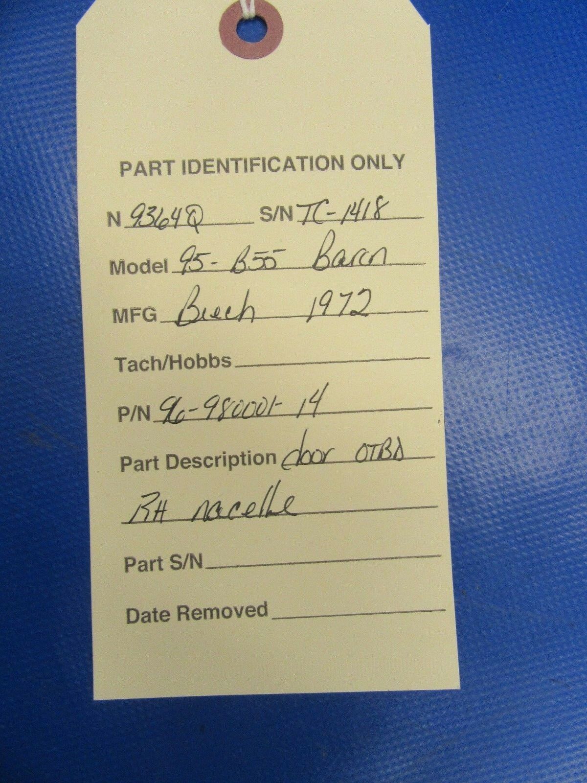 Beech Baron B55 LH/IB or RH/OB Nacelle Access Panel P/N 96-980001-14 (1217-93)