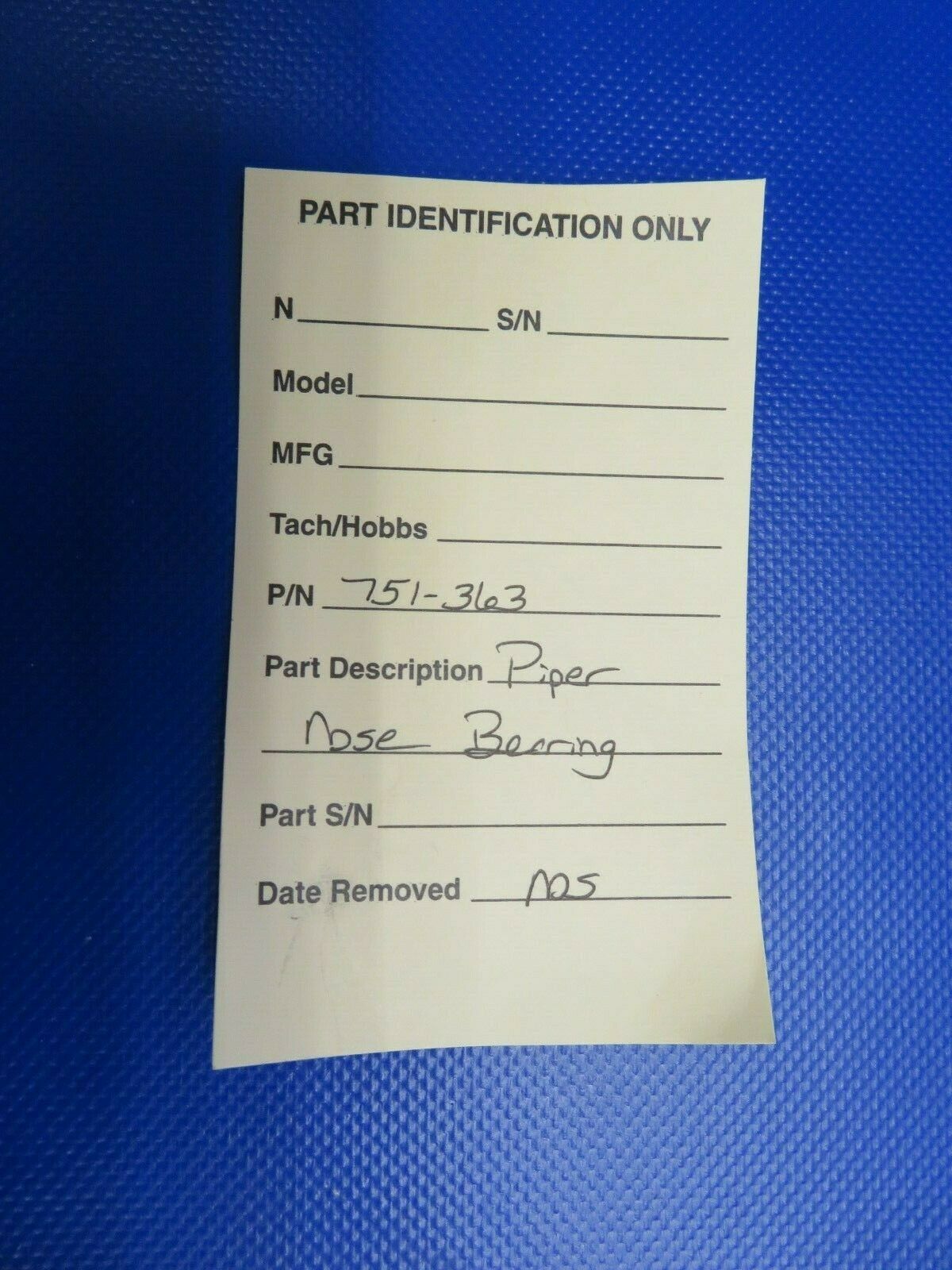 Piper Nose Bearing P/N 751-363, Alt P/N 31779-000, 31779-00 NOS (1120-439)