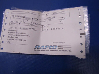 Beech Baron Fairlead - Elevator Cable P/N 95-524000-43 NOS (0417-83)