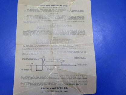 Pesco Pump Hydraulic Unit Vintage 1945 P/N 1P-349-N NOS (0720-576)