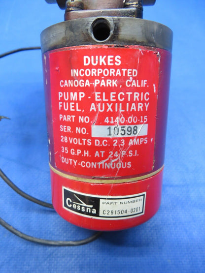 Cessna DUKES Auxiliary Fuel Pump 28v P/N 4140-00 TESTED (1123-169)