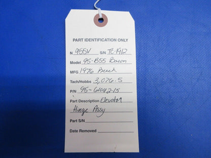 Beech 95-B55 Baron Elevator Hinge Assy P/N 95-610012-15 (0623-756)