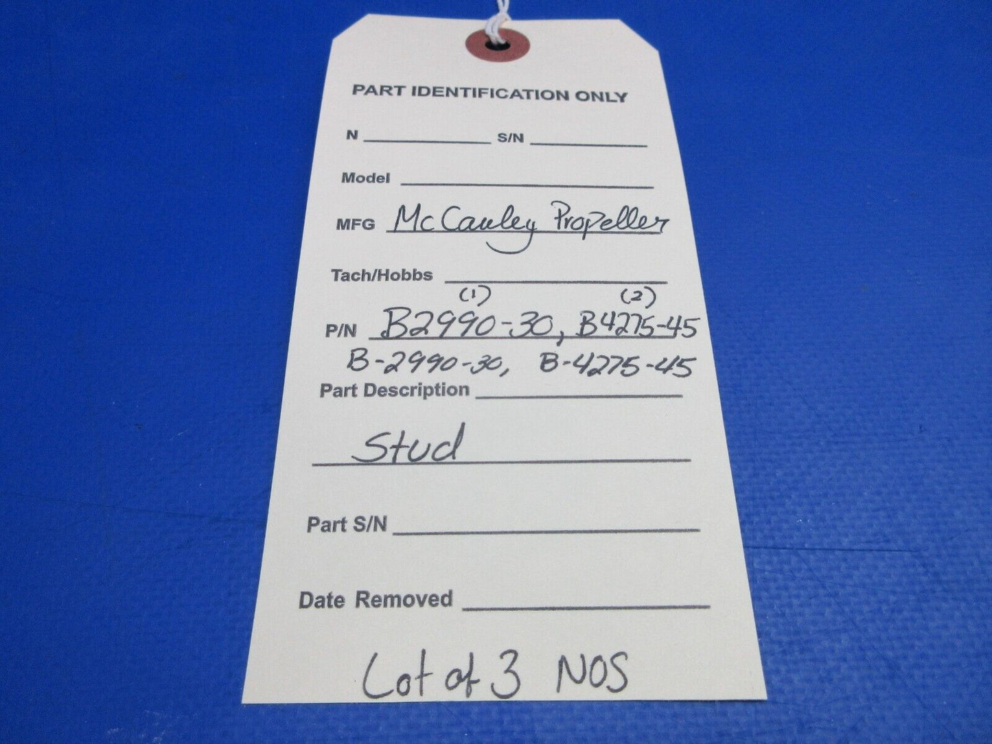 McCauley Threaded Propeller Stud LOT OF 3 P/N B2990-30 NOS (0523-408)