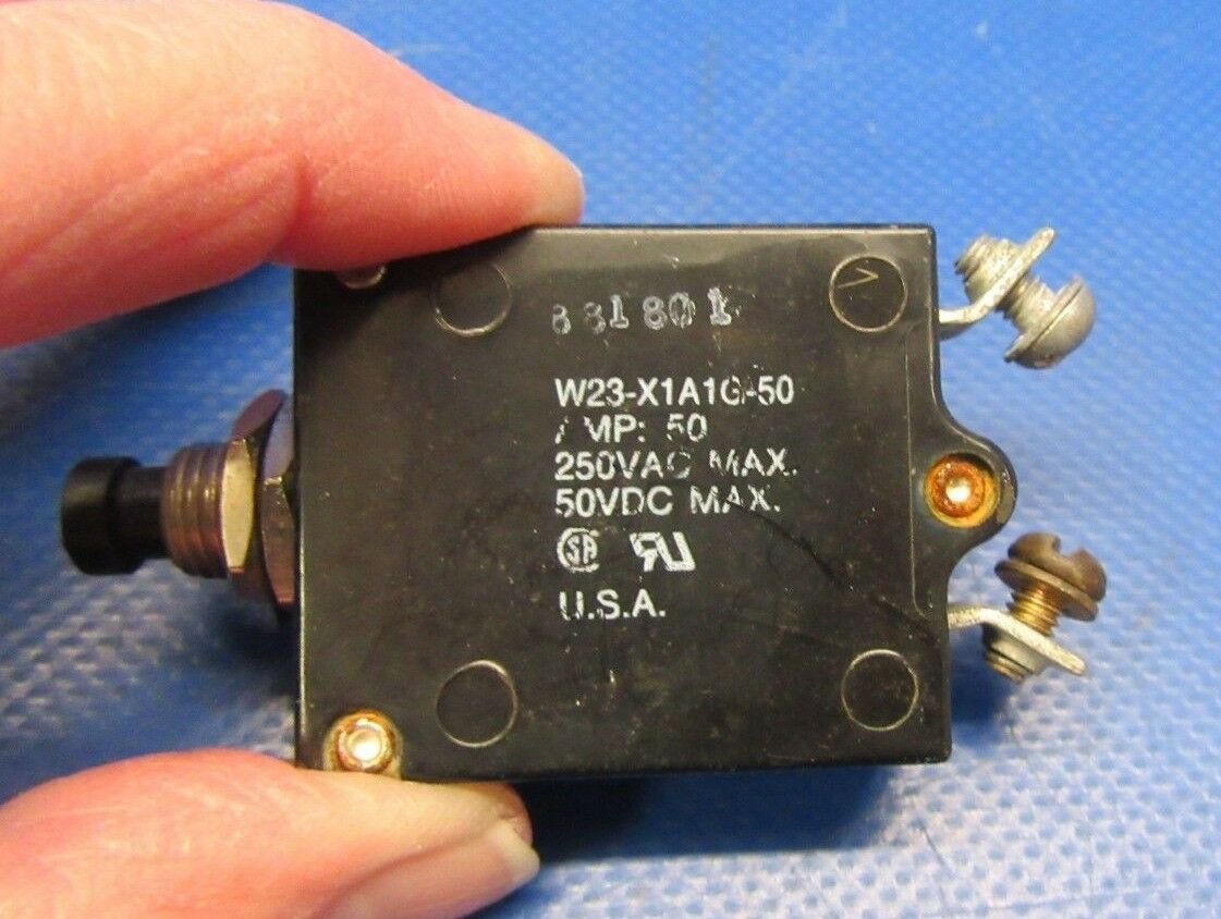 Beech Baron 95-B55 50 Amp Circuit Breaker W23-X1A1G-50 (1118-39)