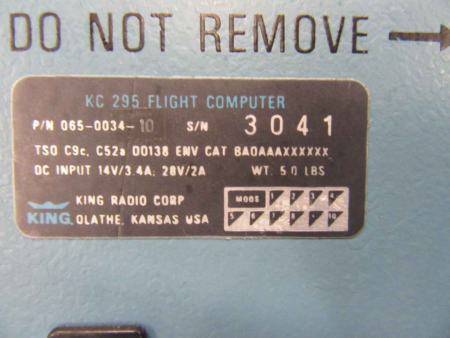 Cessna R182 King KC-295 Flight Computer P/N 065-0034-10 (0817-92)