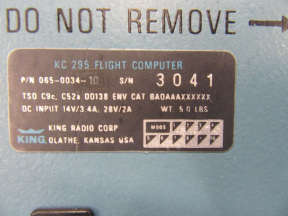 Cessna R182 King KC-295 Flight Computer P/N 065-0034-10 (0817-92)