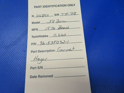 Beech 58 Baron Garment Rack / Hangar P/N 96-534092-1 (0521-705)