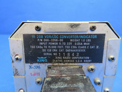 King KI208 VOR/LOC Converter/Ind. 11/33V P/N 066-3056-00 WARRANTY (0324-1737)