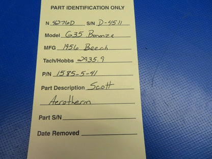 Beech G35 Bonanza Scott Aerotherm / Thermometer P/N 1585-5-41 (0620-394)