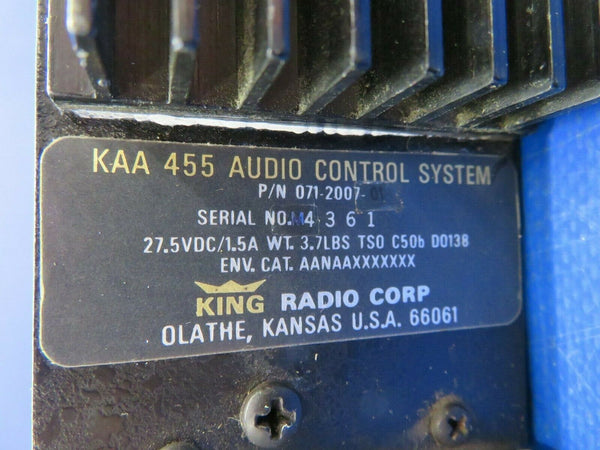 King KAA 455 Audio Control System 27.5V  P/N 071-2007 (0720-457)