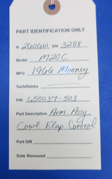 MooneyM20 / M20C Arm Assy Cowl Flap Control P/N 650037-503 (1023-947)