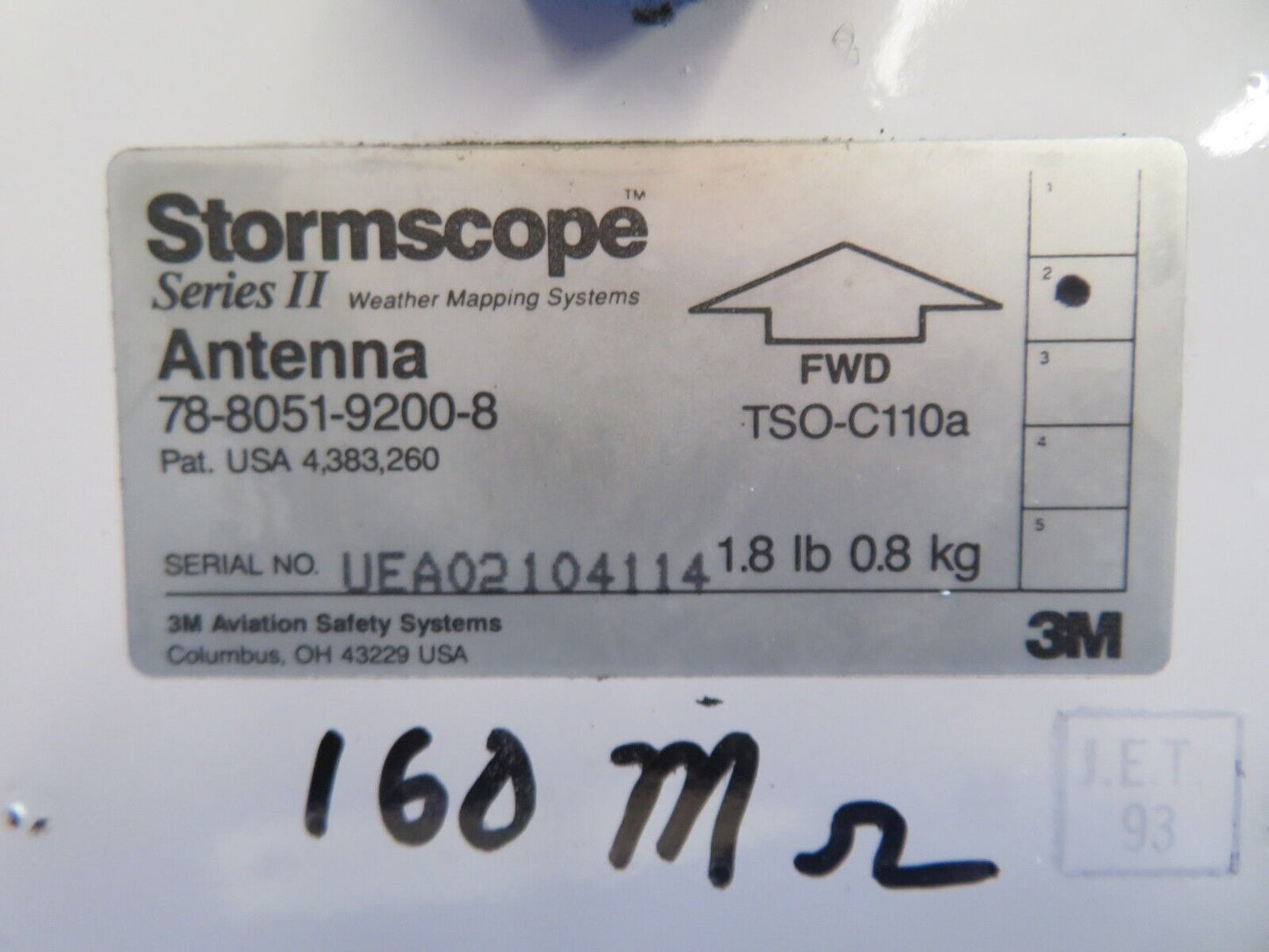 Piper PA-34-200T Seneca II Stormscope Antenna P/N 78-8051-9200-8 (0223-914)