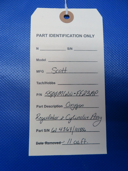 Scott Oxygen Regulator & Cylinder Assy 11 cu. ft. P/N 5500M6W-FF23AP (0224-224)
