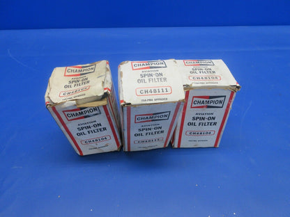 Champion Spin-On Oil Filter LOT OF 3 P/N CH48104, CH48111 NOS (0224-619)
