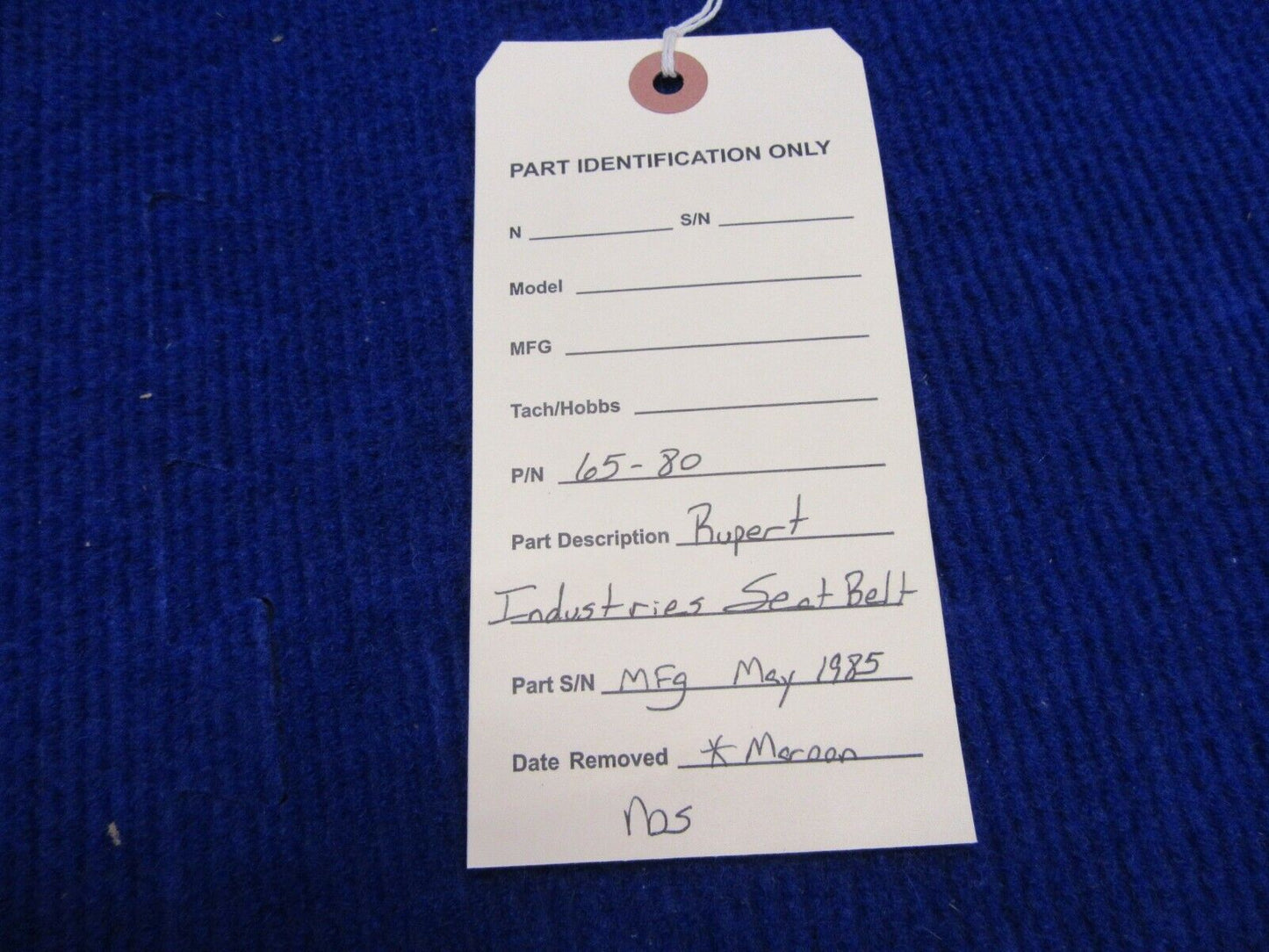 Rupert Industries Seat Belt P/N 65-80 NOS (1221-426)