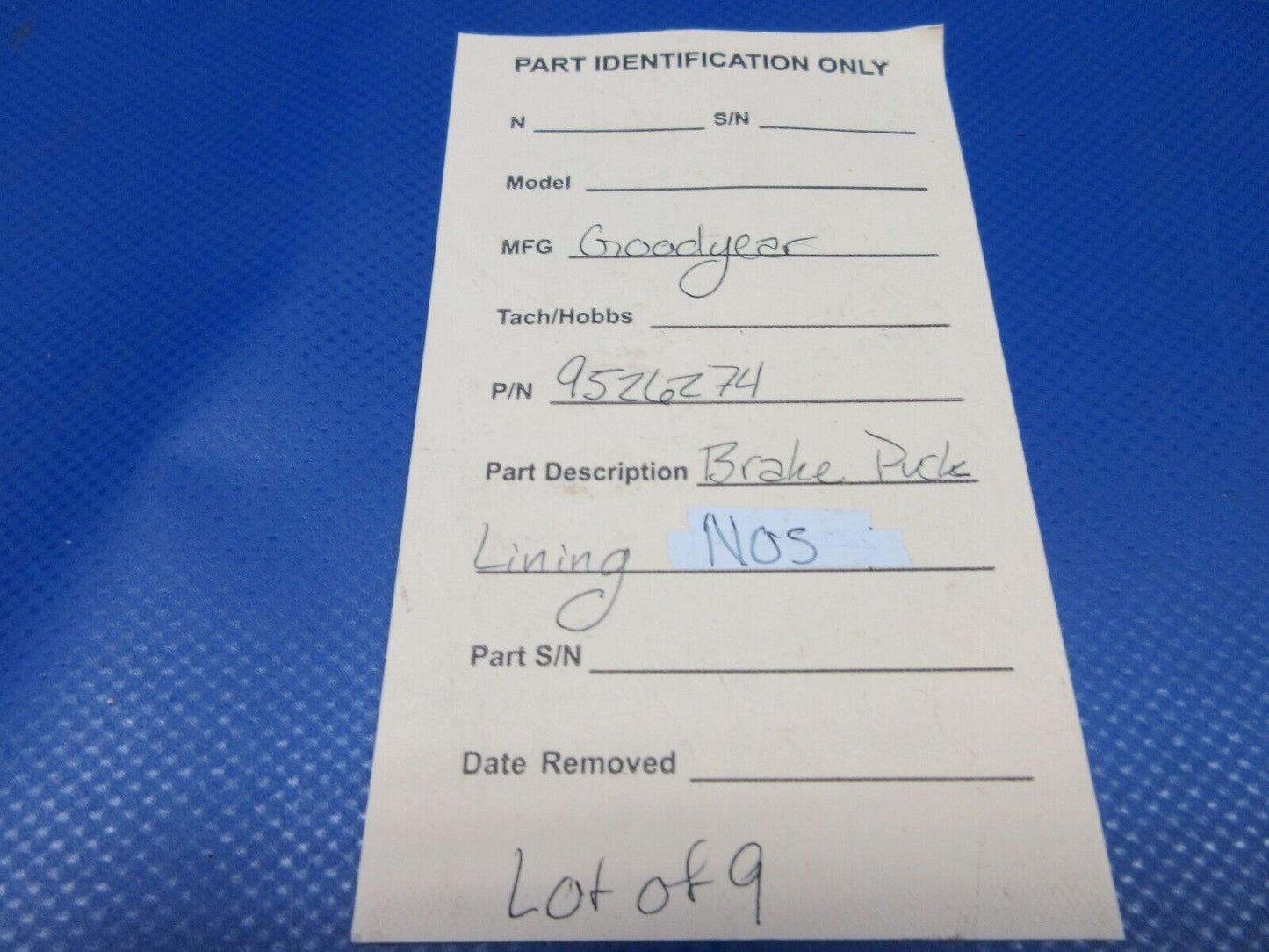Goodyear Brake Puck Lining P/N 9526274 LOT OF 9 NOS (0224-1632)