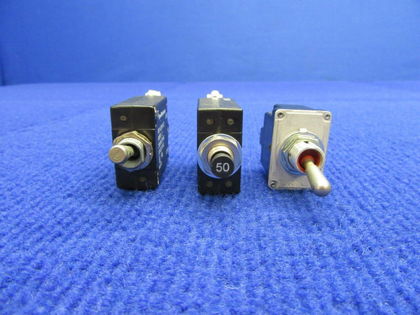 Piper PA-32-300 Circuit Breaker & Switches PN W23-XIAIG-50 LOT OF 3 (1121-511)