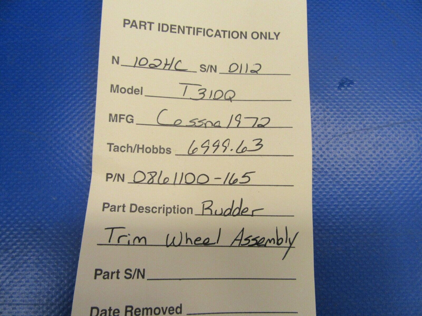 Cessna 310 / T310Q Rudder Trim Wheel Assembly P/N 0861100-165 (0619-171)
