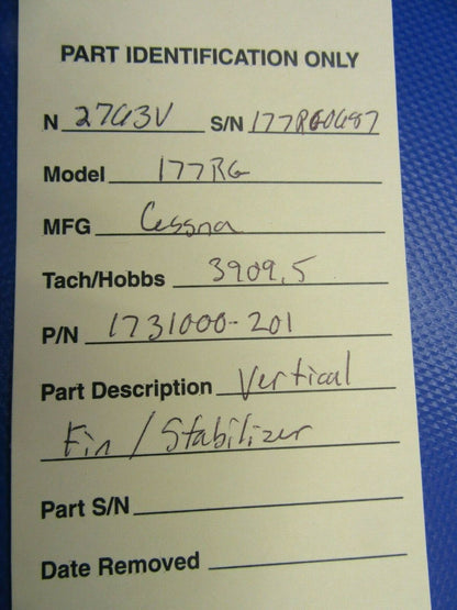 Cessna 177RG Cardinal Vertical Fin / Stabilizer, P/N 1731000-201 (1220-214)