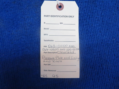 Cleveland Pressure Plate, Lining and Rivets P/N 063-01100 (0922-557)