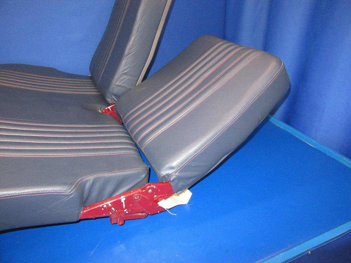 Cessna R182 Rear Seat Gray Leather w/ Red Stitching Reclines (0917-96)