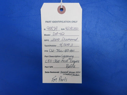 Damaged - Lycoming LIO-360-M1A RH Engine Baffle P/N C61-7166-103-001 (0623-163)