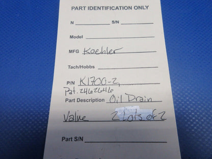 Koehler Oil Drain Valve P/N K1700-2 LOT OF 2 (0224-1129)