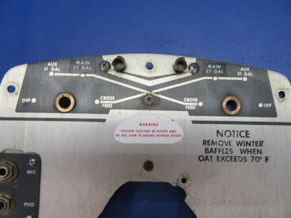 Beech 95-B55 Fuel Selector Panel & Cam P/N 96-920001-17, 96-920001-3 (0621-685)