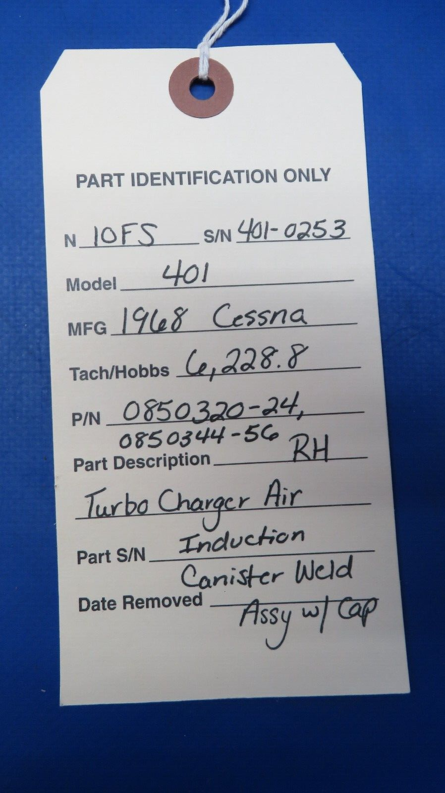 Cessna 401 RH Air Induction Canister Weld Assy w/ Cap P/N 0850320-24 (0523-223)