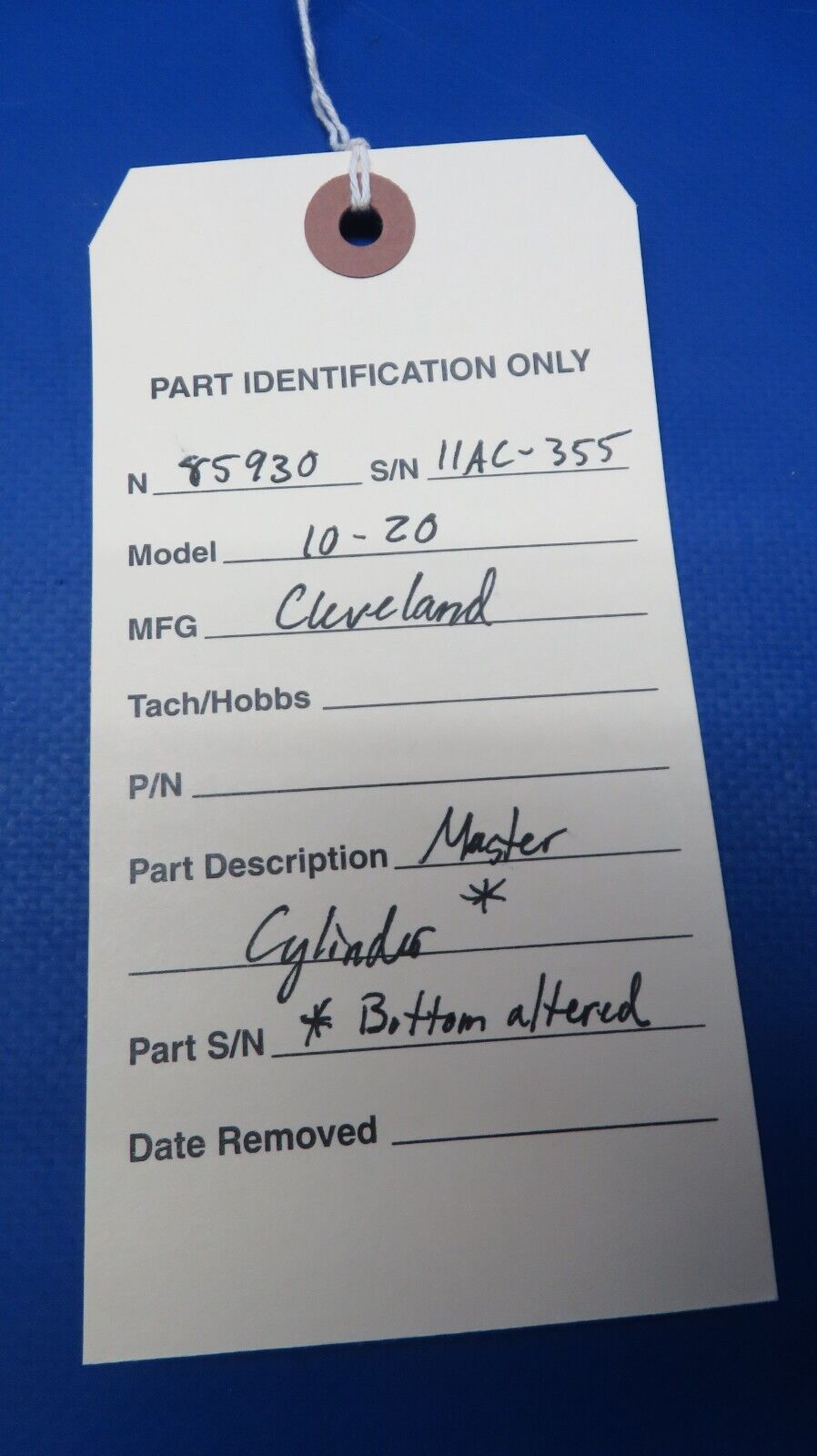 Cleveland Brake Master Cylinder P/N 10-20 Bottom Altered (0523-181)