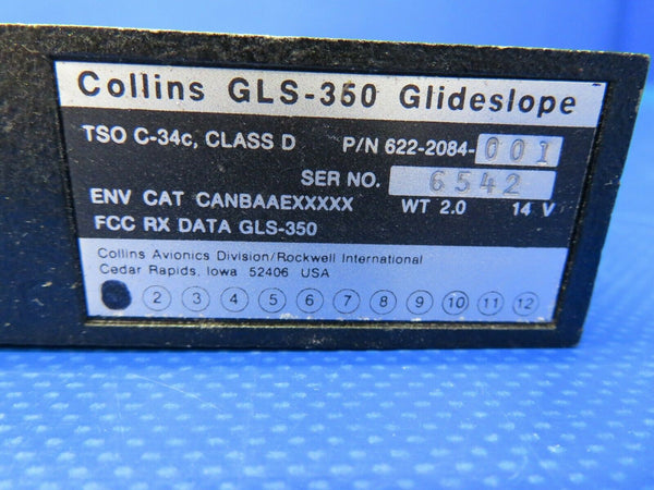 Collins GLS-350 Glideslope Receiver 622-2084-001 14V Piper 32RT-300 (0520-542)